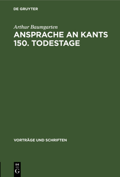 Hardcover Ansprache an Kants 150. Todestage [German] Book