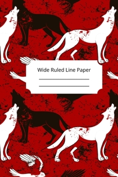 Scary Wolf Theme Wide Ruled Line Paper