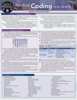 Wall Chart Medical Coding ICD-10-PCs: A Quickstudy Laminated Reference Guide Book