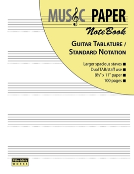 Paperback MUSIC PAPER NoteBook - Guitar Tablature / Standard Notation Book