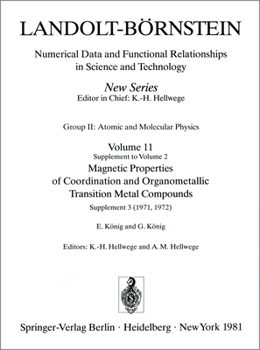 Hardcover Magnetic Properties of Coordination and Organometallic Transition Metal Compounds / Magnetische Eigenschaften Der Koordinations- Und Metallorganischen Book