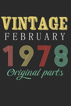 Vintage February 1978 Original Parts: Retro Birthday Gift Notebook Blank Lined Journal