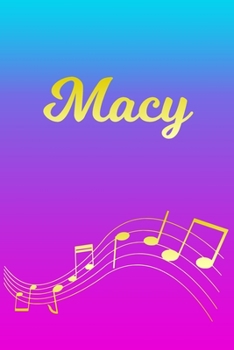 Macy: Sheet Music Note Manuscript Notebook Paper | Pink Blue Gold  Personalized Letter M Initial Custom First Name Cover | Musician Composer ... Notepad Notation Guide | Compose Write Songs