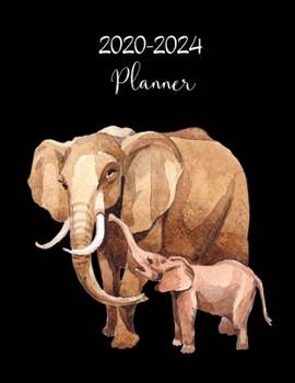 2020-2024 Planner: Beautiful Watercolor Elephants Five Year Monthly Planner, At A Glance Calendar ~ Christmas Gift, Birthday Gift Ideas for Him or Her