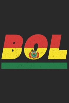 BOL: Bolivia notebook with lined 120 pages in white. College ruled memo book with the bolivian flag