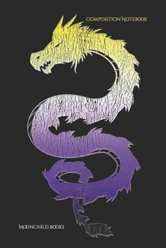 Paperback Composition Notebook: Nonbinary Japanese Dragon NB Enby Pride Flag Yellow White Gray Purple Journal Book