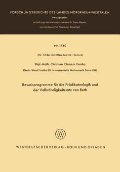Paperback Beweisprogramme Für Die Prädikatenlogik Und Der Vollständigkeitssatz Von Beth [German] Book