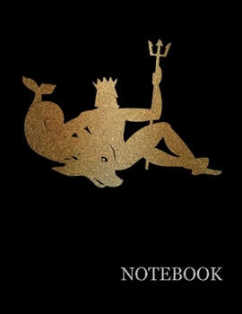 Paperback Golden Poseidon Sea God Black Notebook- Golden Poseidon Black Notebook Grid Sturdy High Quality Premium White Paper 8.5x11 200 pages Book