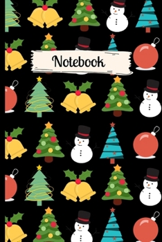 Notebook: Christmas cute Notebook/Journal.Snowman,Christmas tree's,Holly,Bells.