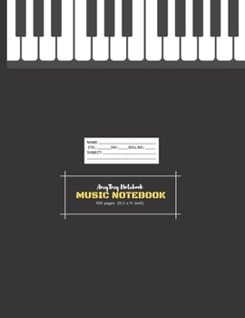 Paperback Music Notebook - AmyTmy Notebook -100 pages - 8.5 x 11 inch - Matte Cover Book