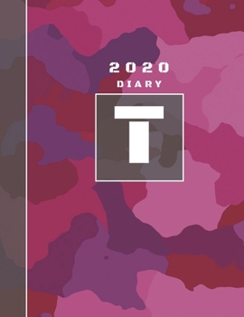 Paperback Personalised 2020 Diary Week To View Planner: A4 Letter T Pink Camo Camouflage Organiser And Planner For The Year Ahead, School, Business, Office, Wor Book