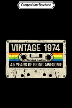 Composition Notebook: Vintage 1975 Made in 1975 44th birthday Gift Retro Cassette  Journal/Notebook Blank Lined Ruled 6x9 100 Pages
