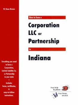 Paperback How to Form a Corporation LLC or Partnership in Indiana Book