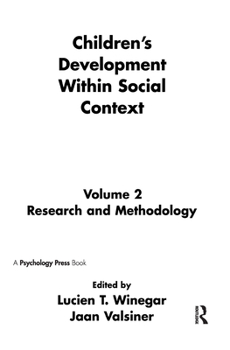 Hardcover Children's Development Within Social Context Book