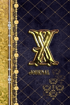 Paperback X Journal: Letter X Initial Monogram Lined Notebook - Elegant Diamond and Gold Print Book