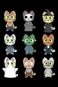 Journal: Halloween Cats In Costumes Ghost Vampire Mumnmy Black Lined Notebook Writing Diary - 120 Pages 6 x 9