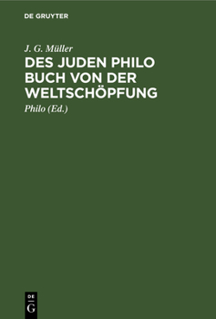 Hardcover Des Juden Philo Buch Von Der Weltschöpfung [German] Book