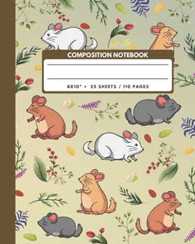 Paperback Composition Notebook: Cute Chinchilla Rat - Animals Exercise Book Journal, Back To School Gifts For Teens Girls Boys Kids Friends Students 8 Book