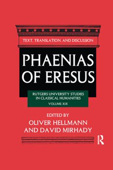 Paperback Phaenias of Eresus: Text, Translation, and Discussion Book