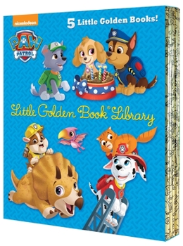 Hardcover Paw Patrol Little Golden Book Library (Paw Patrol): Itty-Bitty Kitty Rescue; Puppy Birthday!; Pirate Pups; All-Star Pups!; Jurassic Bark! Book