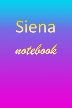 Siena: Blank Notebook | Wide Ruled Lined Paper Notepad | Writing Pad Practice Journal | Custom Personalized First Name Initial S Blue Purple Gold  | ... Homeschool & University Organizer Daybook