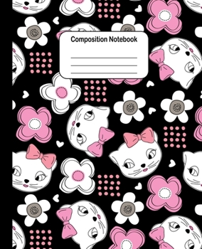 Paperback Composition Notebook - Female Cat with Ribbons: College Ruled Blank Lined Cute Notebooks for Girls Women Teens Kids School Writing Notes Journal (7.5 Book