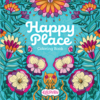 Paperback Happy Place Coloring Book: Adult Coloring Book for Relaxation and Stress Relief with 98 Patterns, Including Flowers, Birds, Butterflies, Word Art, Maz Book