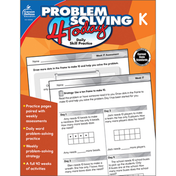 Paperback Problem Solving 4 Today, Grade K: Daily Skill Practice Book