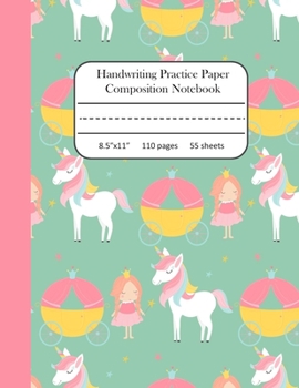 Paperback Handwriting Practice Paper Composition Notebook: Blank Writing Sheets with Dotted Midline for Kids size 8.5x11 inches Book