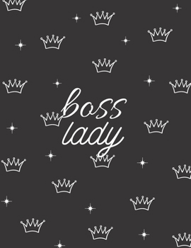 Boss Lady: Fun Black Large Letter Sized Notebook/Diary/Journal for Everyday Use with White Crowns