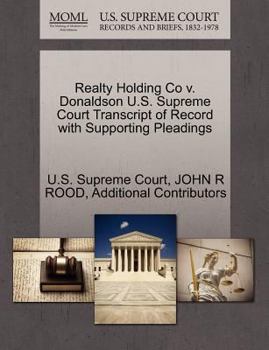 Paperback Realty Holding Co V. Donaldson U.S. Supreme Court Transcript of Record with Supporting Pleadings Book