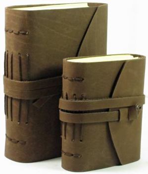 Office Product 2 Pack of Handmade Leather Journals with Handmade Paper : A5 and A6 Book