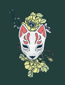Paperback Notebook: Kitsune Fox Mask Kawaii Ninja College Ruled Lined Journal Book - 110 pages 8.5" x 11" Book