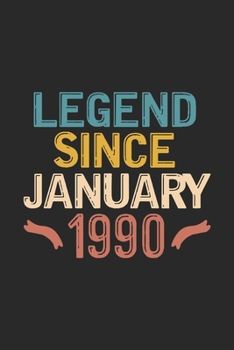 Legend Since January 1990: Funny Vintage Lined Journal Notebook Birthday Gift for Writing Diary, Perfect Birthday Gift for Women Men Born in January