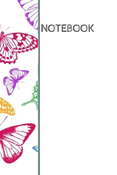 Paperback Notebook: Colourful butterflies wrap around design notebook: 90 blank lined pages: 6x9 Book