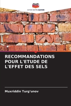 Paperback Recommandations Pour l'Etude de l'Effet Des Sels [French] Book