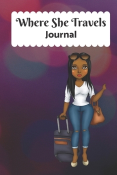 Where She Travels - (6x9 lined journal blurry lights cover)