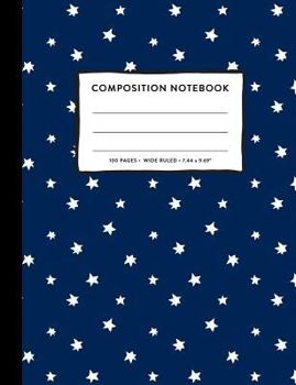 Composition Notebook Wide Ruled: Navy Blue Tiny Stars Twinkle Print SOFT Cover Copy Book Cute Marble Kids Boys Back To School Supplies, Elementary Stu