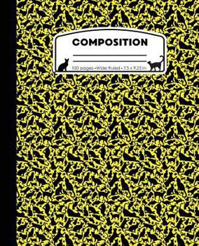 Paperback Composition: Cat Pattern Yellow Marble Composition Notebook Wide Ruled 7.5 x 9.25 in, 100 pages (50 sheets) book for kids, school, Book