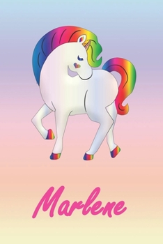 Marlene: Personalisiertes individualisiertes Einhorn Notizbuch / pers�nliches Tagebuch / Schreibheft / Logbuch / Planer / Vokabelheft / Notizen - 6 x 9 Zoll (ca. DIN A5), 110 linierte Seiten mit Datum