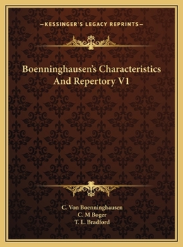 Hardcover Boenninghausen's Characteristics And Repertory V1 Book