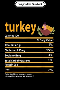 Composition Notebook: Funny Turkey Nutrition Fact for Thanksgiving and Christmas  Journal/Notebook Blank Lined Ruled 6x9 100 Pages