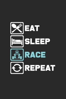 Paperback Eat sleep race repeat: 6x9 Kart Racing - lined - ruled paper - notebook - notes Book