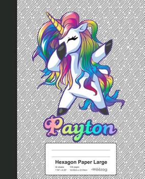 Paperback Hexagon Paper Large: PAYTON Unicorn Rainbow Notebook Book