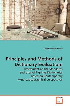 Paperback Principles and Methods of Dictionary Evaluation Book
