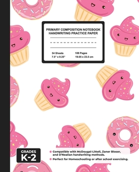 Primary Composition Notebook Handwriting Practice Paper: Kawaii Pink Blank Writing Sheets for Kindergarten to 2nd Grade Elementary Students, School Exercise Book for Kids