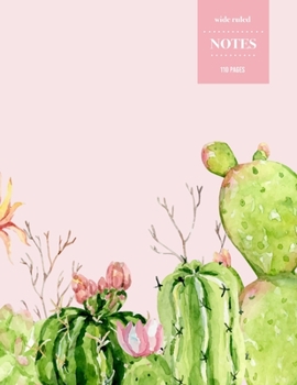 Wide Ruled Notes 110 Pages: Cactus Notebook for Kids, Teens and Students | Succulent Llama Pattern