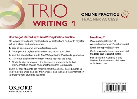 Trio 1 Teacher Online Practice Access Code Card