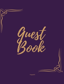 Hardcover Guest Book - Golden Frame #1 on Pink Paper Book