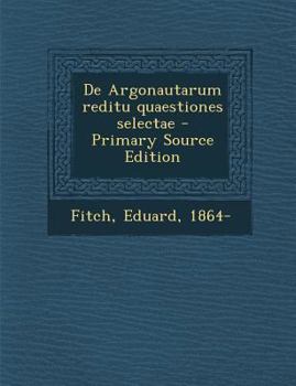 Paperback de Argonautarum Reditu Quaestiones Selectae [Latin] Book